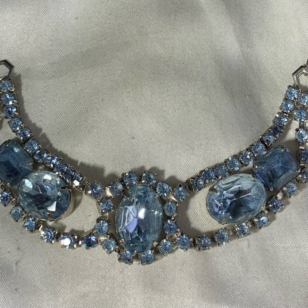 Light Blue Crystal Vintage 1950'S 7" Bracelet